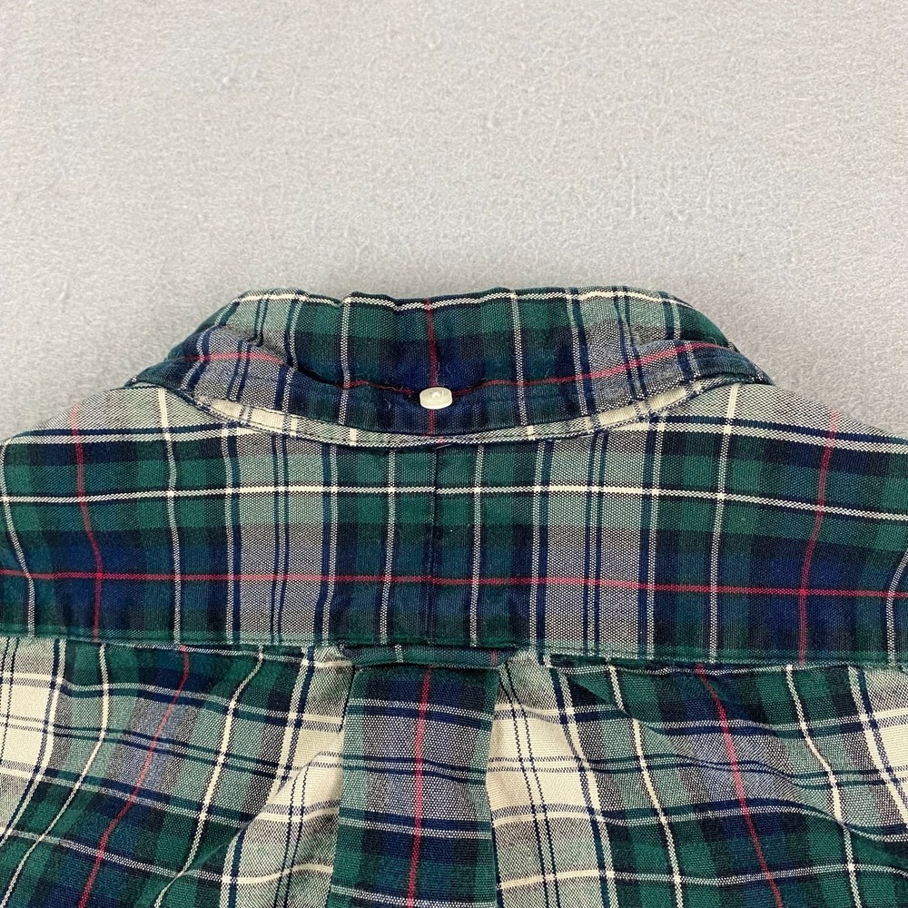 Polo Ralph Lauren Classic Fit Oxford Shirt Mens XL Green Beige Plaid Pocket - Picture 9 of 13